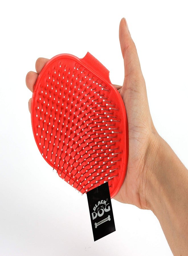 BLACK DOG Dogs and Puppies and Cats, Bathing and Grooming Hand Brush (red) - Image 1